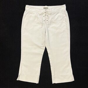 American Eagle Y2K Low Rise Tie Front Capri Pants White Size 2